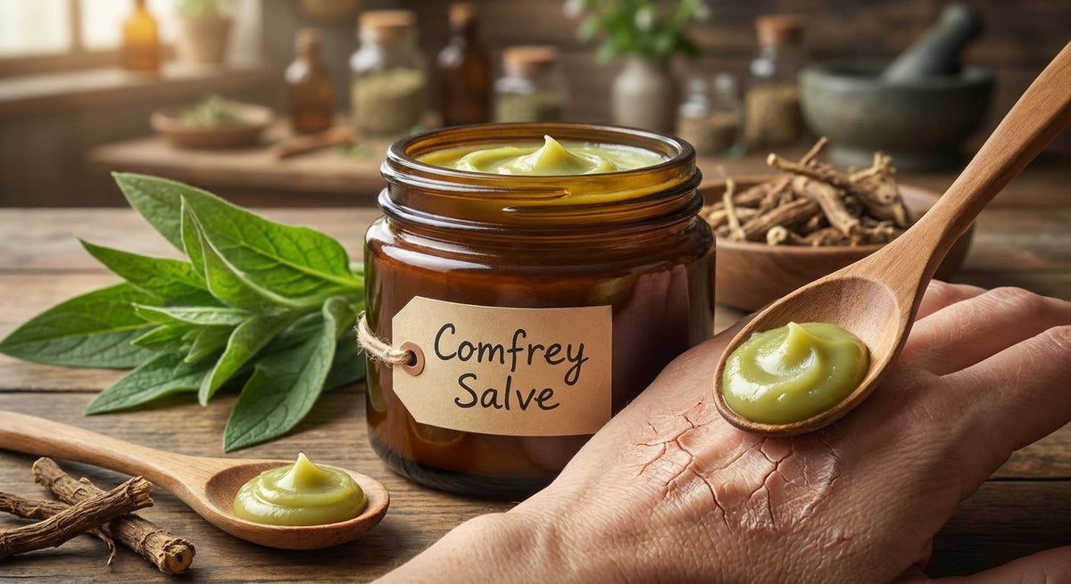 Comfrey salve for dry cracked skin