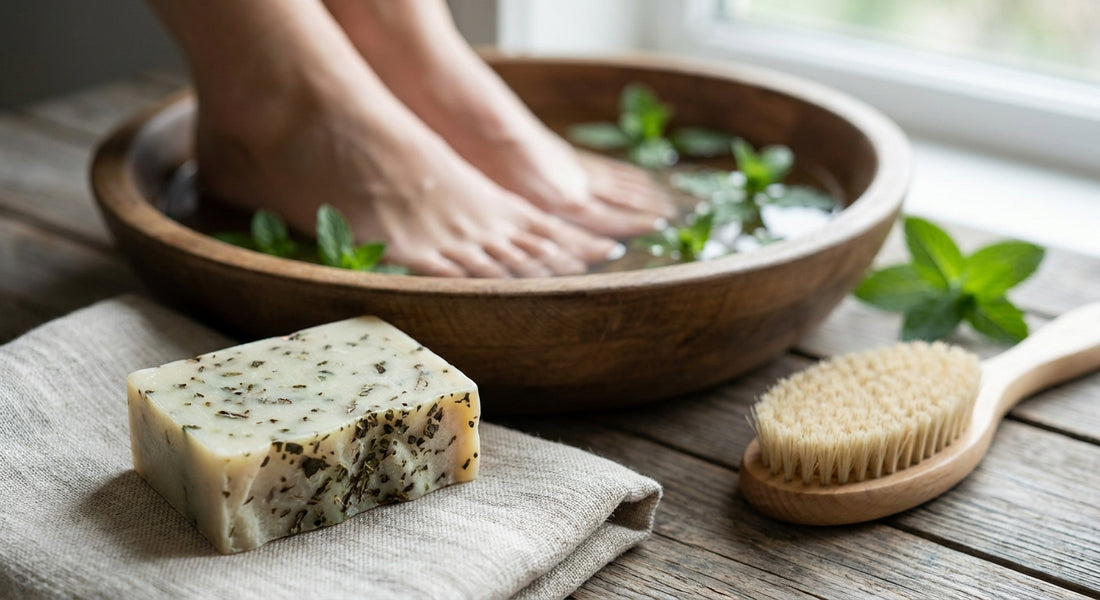 Peppermint soap for tired feet
