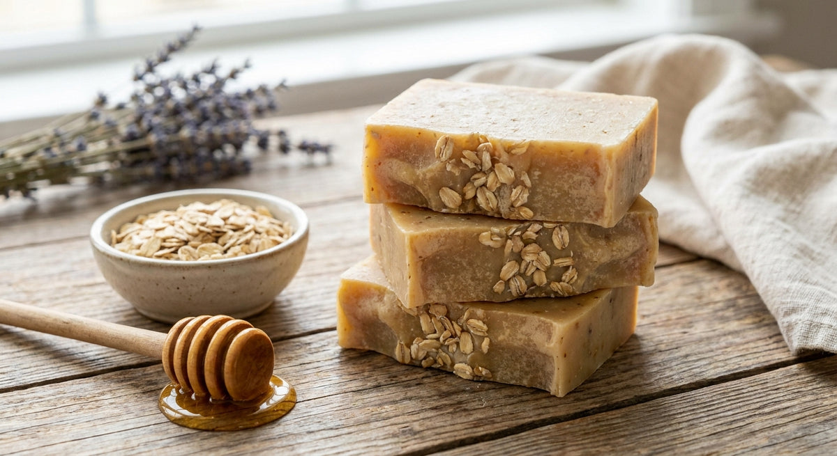 Honey oat soap for glowing skin