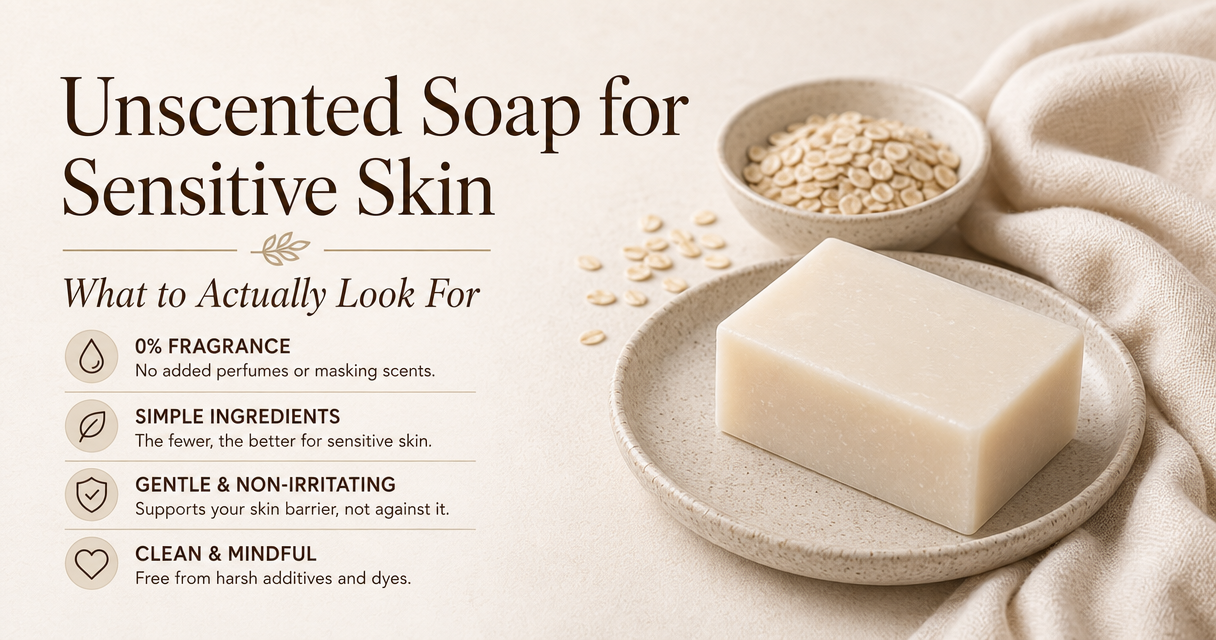 Unscented soap for sensitive skin with oats and simple ingredients