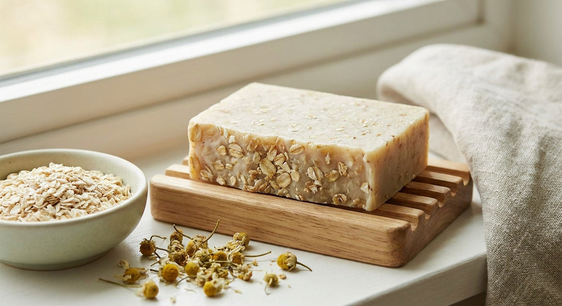 Oatmeal soap for rosacea-prone skin