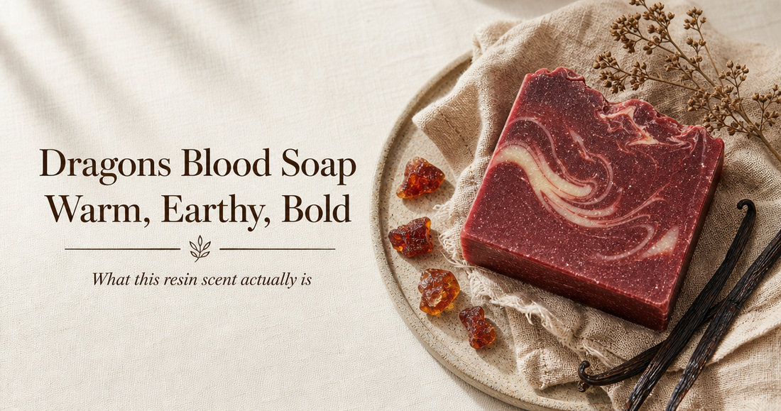 Dragons Blood Soap Benefits - handmade garnet soap flat-lay
