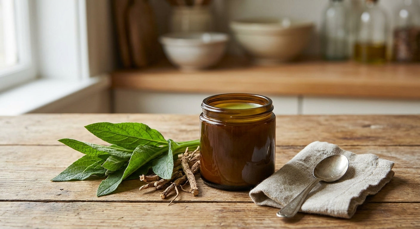 Comfrey salve for bruises and swelling